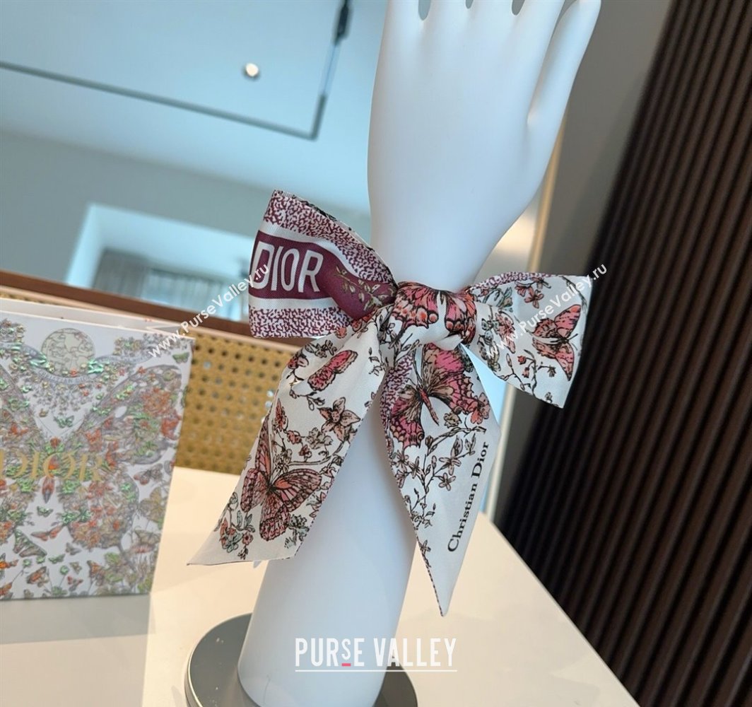 Dior Mitzah Butterfly Silk Bandeau Scarf Dark Burgundy 2025 DR03191 (XMN-250319001)