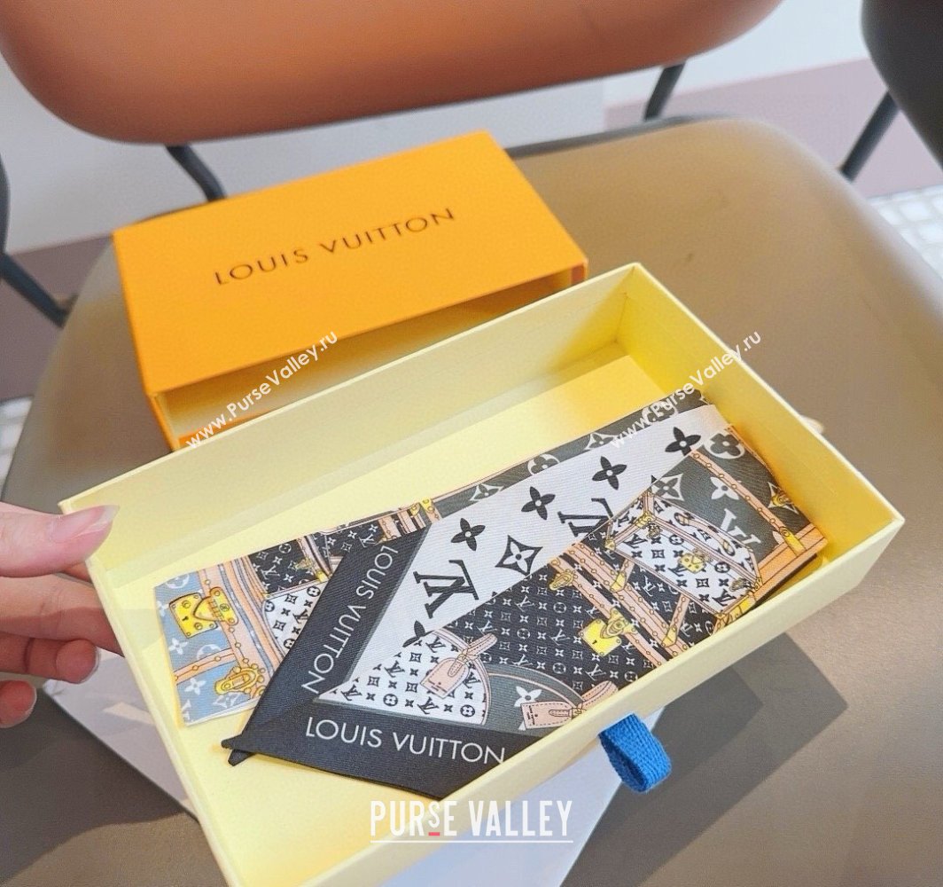 Louis Vuitton Silk Bandeau Scarf 8x120cm White 2025 LV0319001 (XMN-250319068)