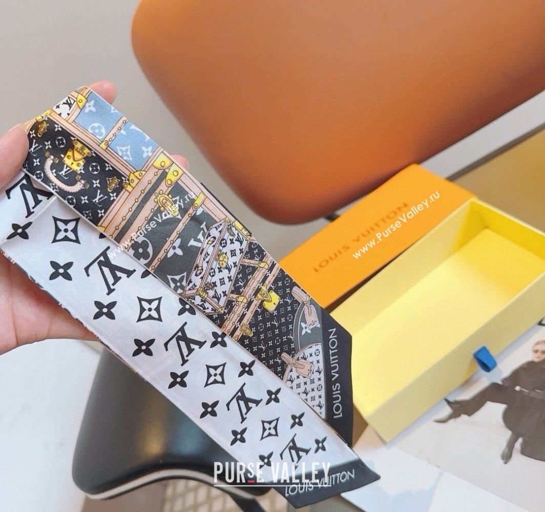 Louis Vuitton Silk Bandeau Scarf 8x120cm White 2025 LV0319001 (XMN-250319068)