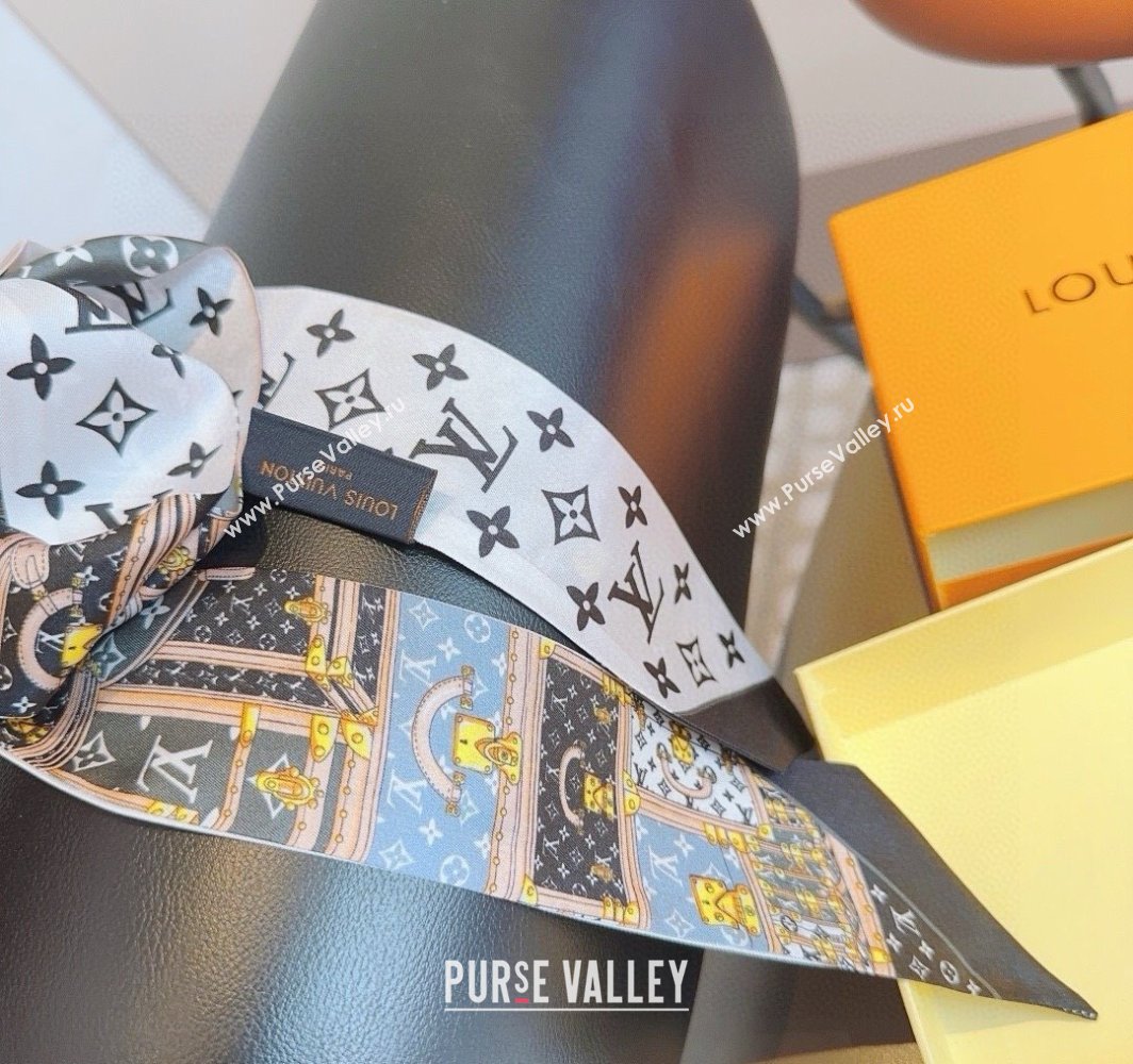 Louis Vuitton Silk Bandeau Scarf 8x120cm White 2025 LV0319001 (XMN-250319068)