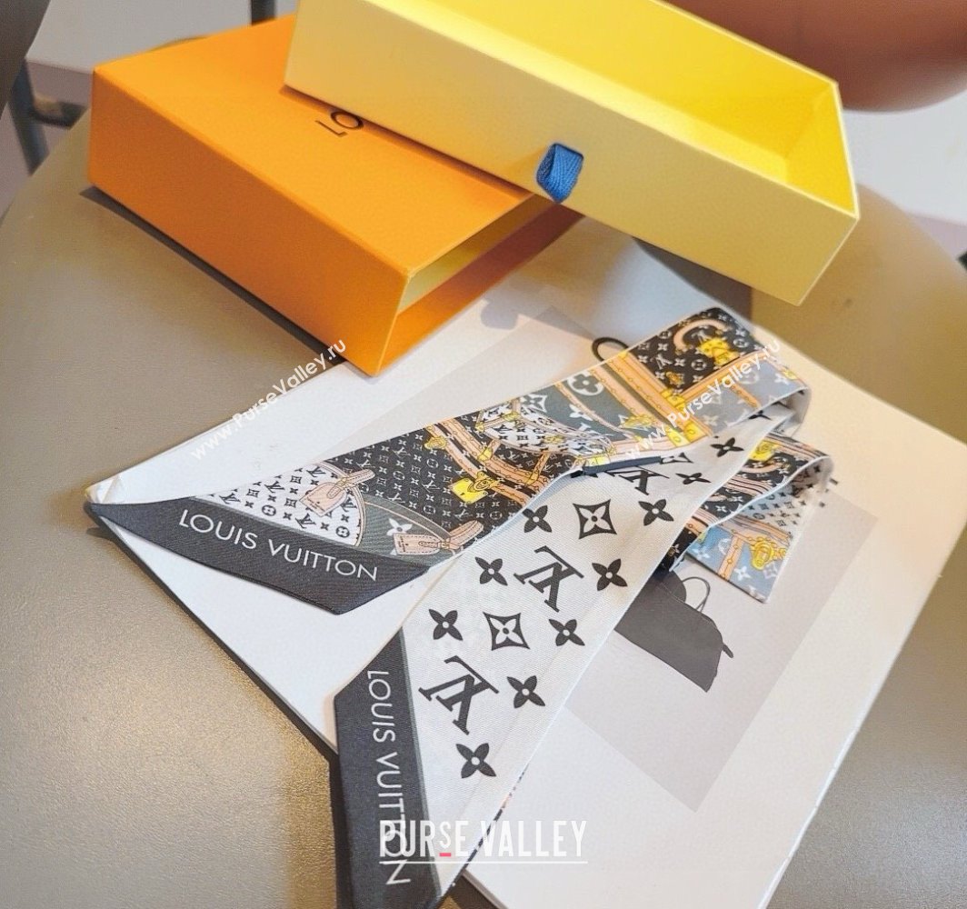 Louis Vuitton Silk Bandeau Scarf 8x120cm White 2025 LV0319001 (XMN-250319068)