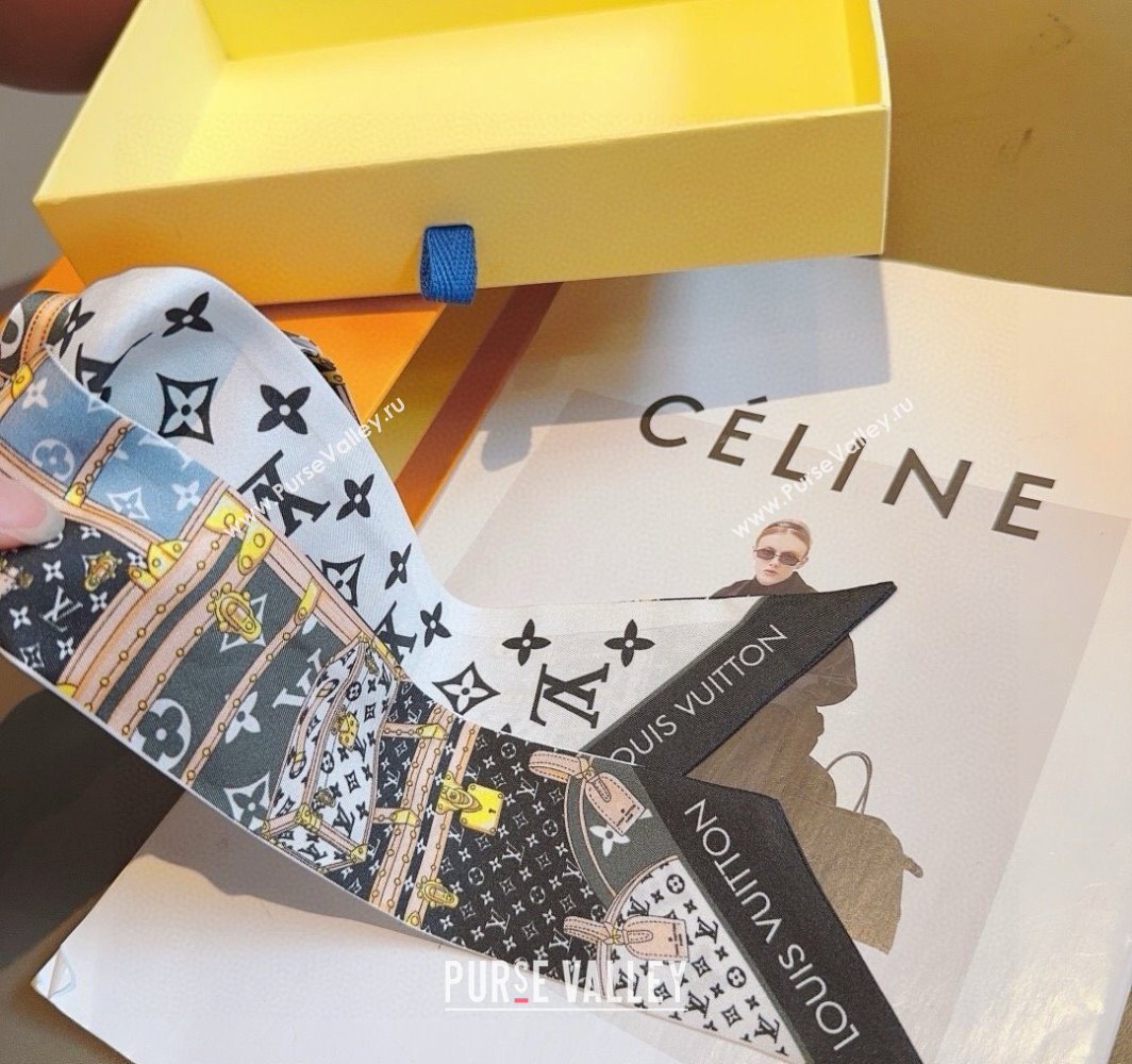 Louis Vuitton Silk Bandeau Scarf 8x120cm White 2025 LV0319001 (XMN-250319068)