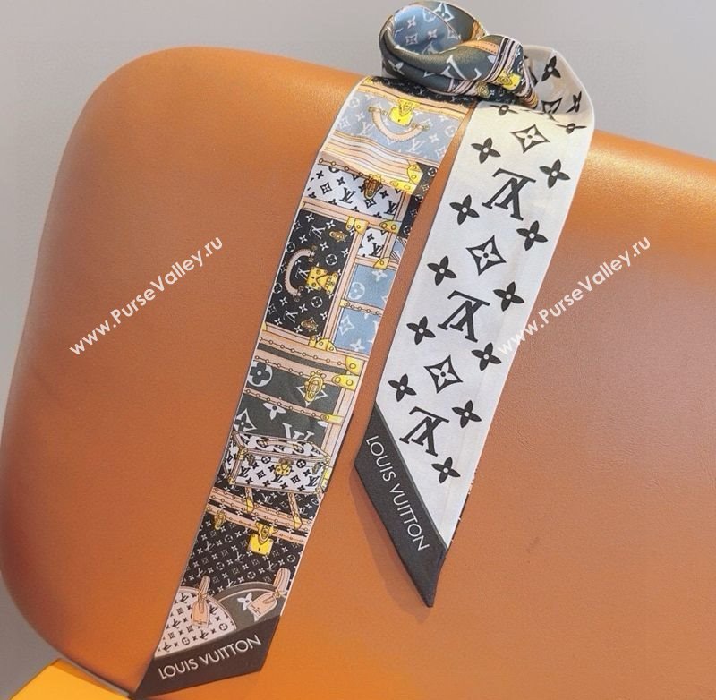 Louis Vuitton Silk Bandeau Scarf 8x120cm White 2025 LV0319001 (XMN-250319068)