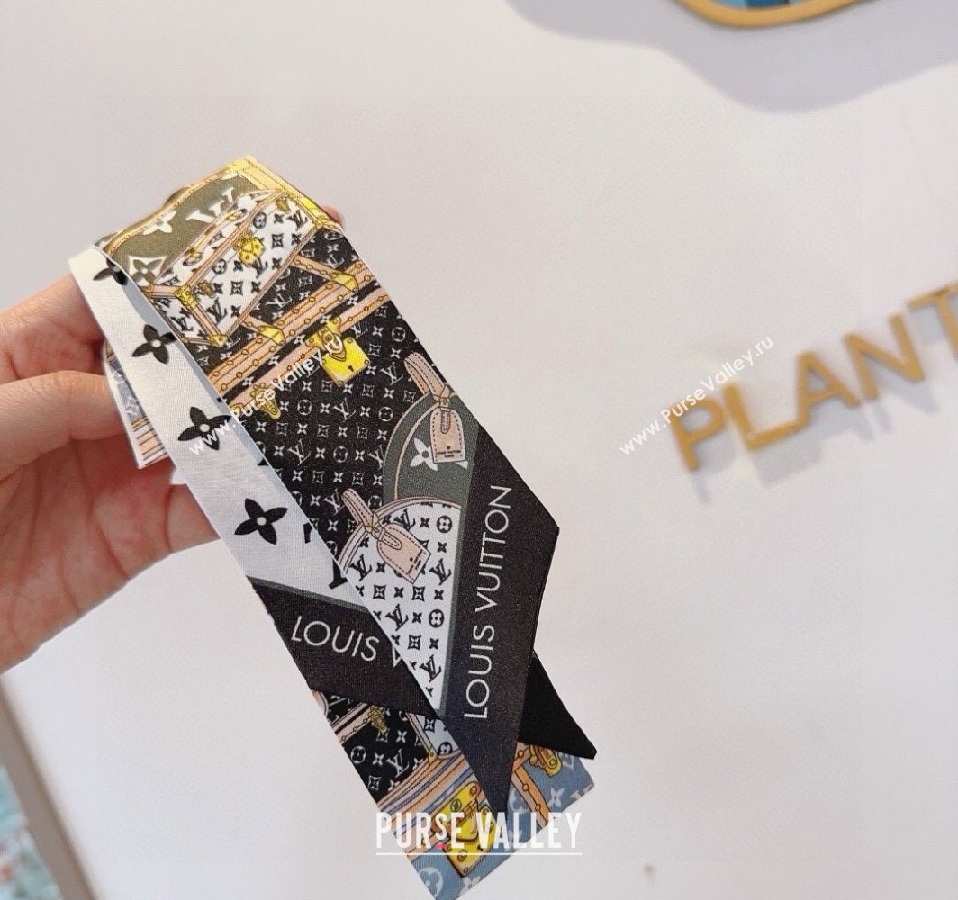 Louis Vuitton Silk Bandeau Scarf 8x120cm White 2025 LV0319001 (XMN-250319068)