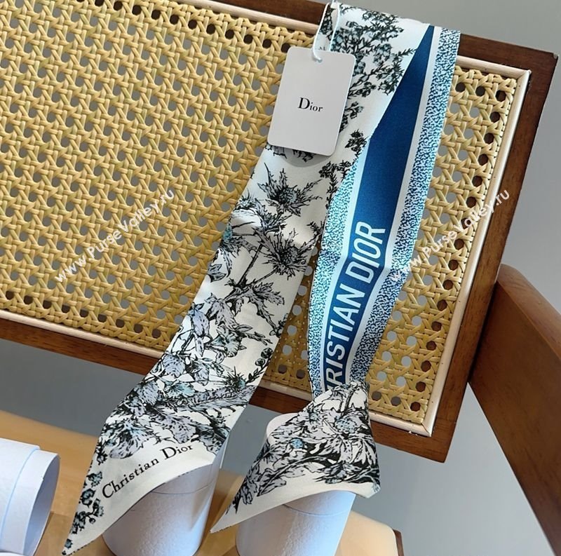 Dior Mitzah Silk Bandeau Scarf 6x100cm Blue 2025 DR03195 (XMN-250319013)