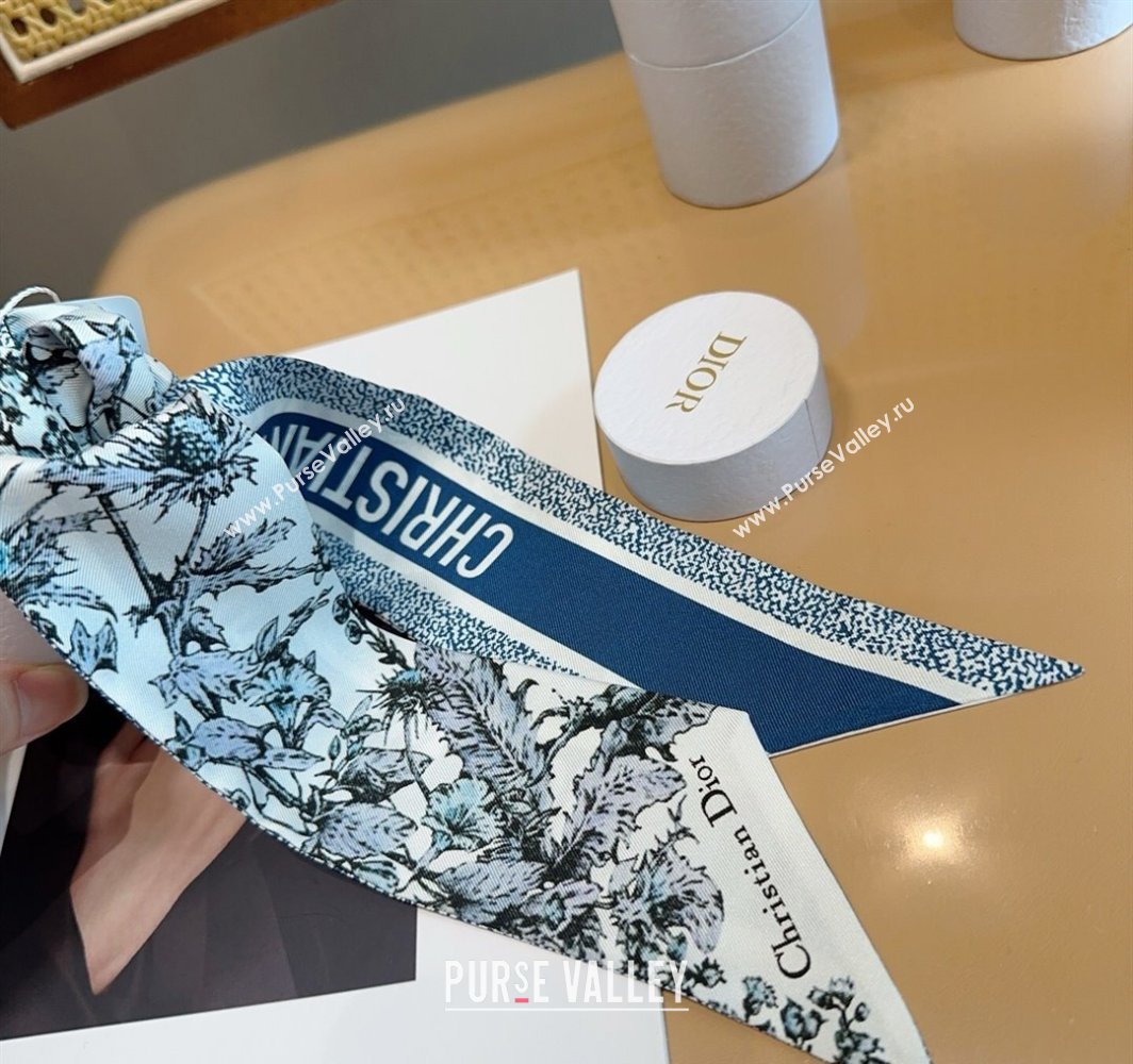 Dior Mitzah Silk Bandeau Scarf 6x100cm Blue 2025 DR03195 (XMN-250319013)