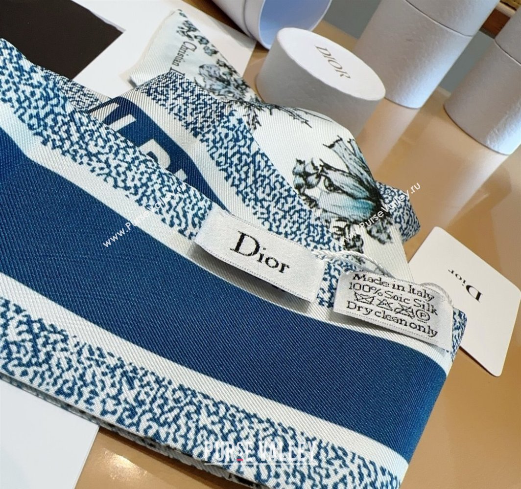 Dior Mitzah Silk Bandeau Scarf 6x100cm Blue 2025 DR03195 (XMN-250319013)