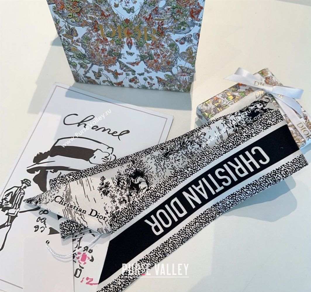 Dior Mitzah Silk Bandeau Scarf Black 2025 DR03192 (XMN-250319006)