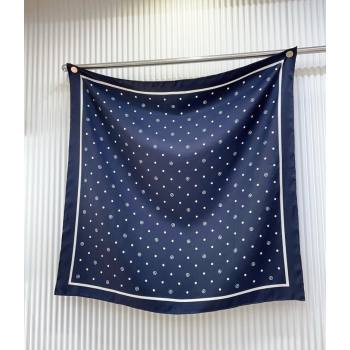 Chanel Circle CC Silk Square Scarf 90x90cm Navy Blue 2025 CH051306 (SHI-250513136)