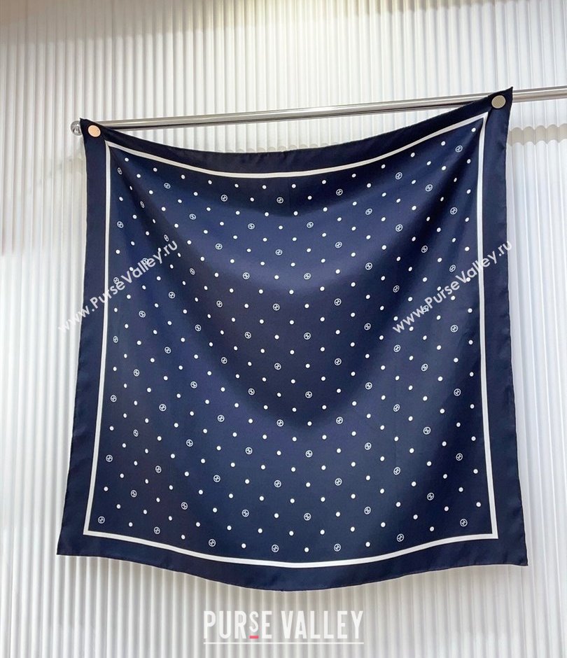 Chanel Circle CC Silk Square Scarf 90x90cm Navy Blue 2025 CH051306 (SHI-250513136)