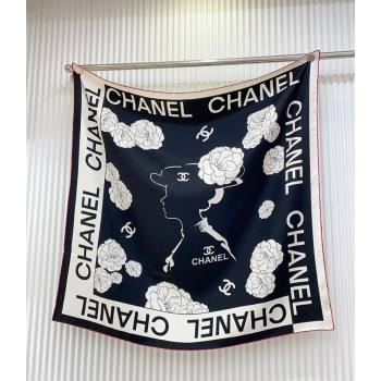 Chanel Coco Silk Square Scarf 90x90cm Black 2025 CH051312 (SHI-250513147)