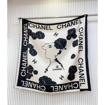 Chanel Coco Silk Square Scarf 90x90cm White 2025 CH051312 (SHI-250513148)