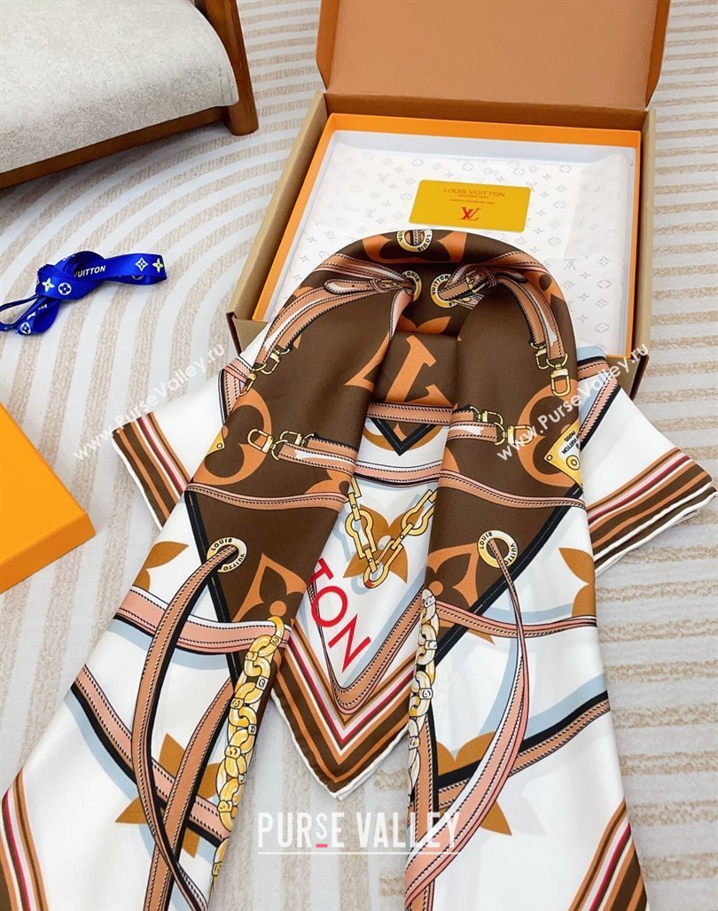 Louis Vuitton Ultimate Monogram Silk Square Scarf 90cm Brown 2025 (SHI-250514049)