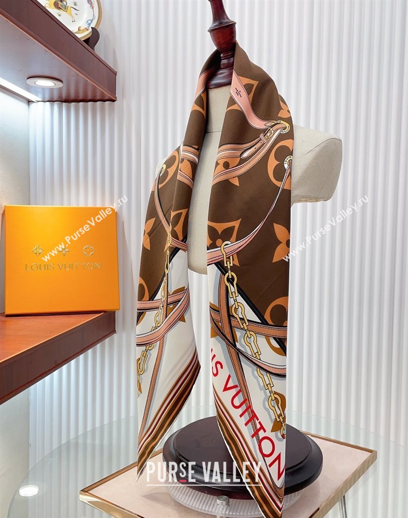 Louis Vuitton Ultimate Monogram Silk Square Scarf 90cm Brown 2025 (SHI-250514049)