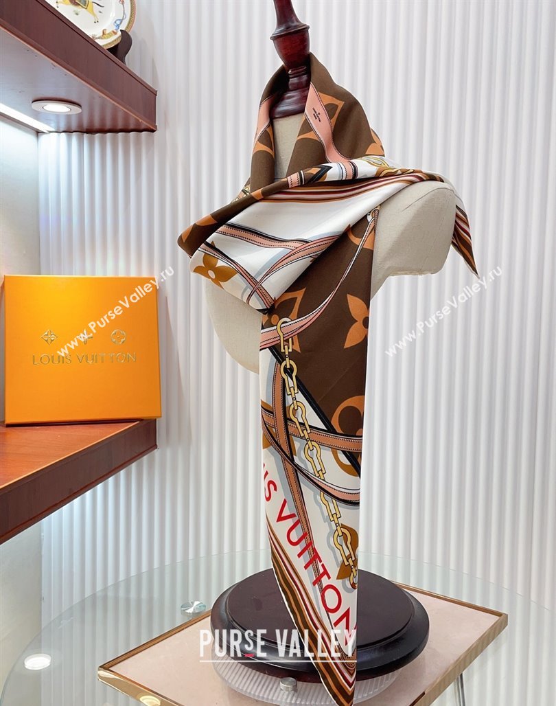 Louis Vuitton Ultimate Monogram Silk Square Scarf 90cm Brown 2025 (SHI-250514049)