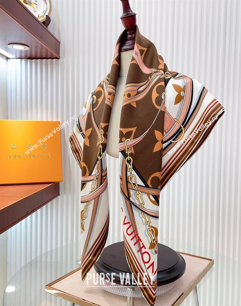 Louis Vuitton Ultimate Monogram Silk Square Scarf 90cm Brown 2025 (SHI-250514049)