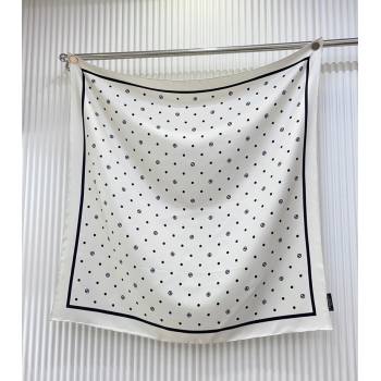 Chanel Circle CC Silk Square Scarf 90x90cm White 2025 CH051306 (SHI-250513135)
