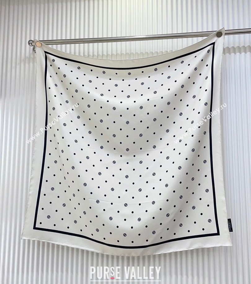 Chanel Circle CC Silk Square Scarf 90x90cm White 2025 CH051306 (SHI-250513135)