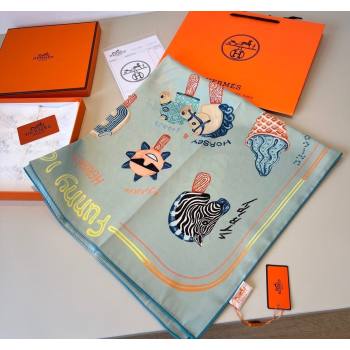 Hermes Funny Ice Cream Silk Square Scarf 90x90cm Grey 2025 (XMN-250514028)