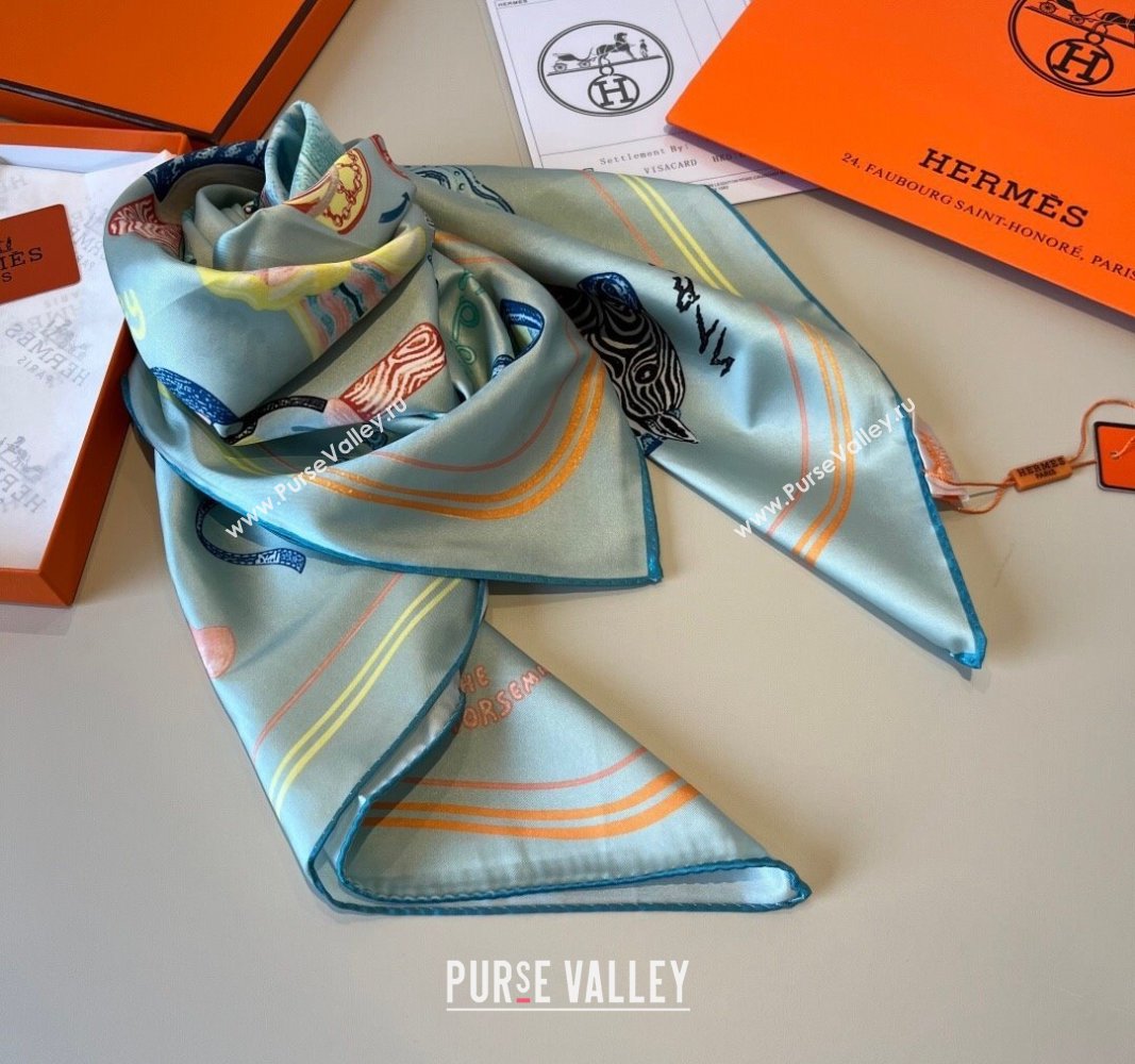 Hermes Funny Ice Cream Silk Square Scarf 90x90cm Grey 2025 (XMN-250514028)