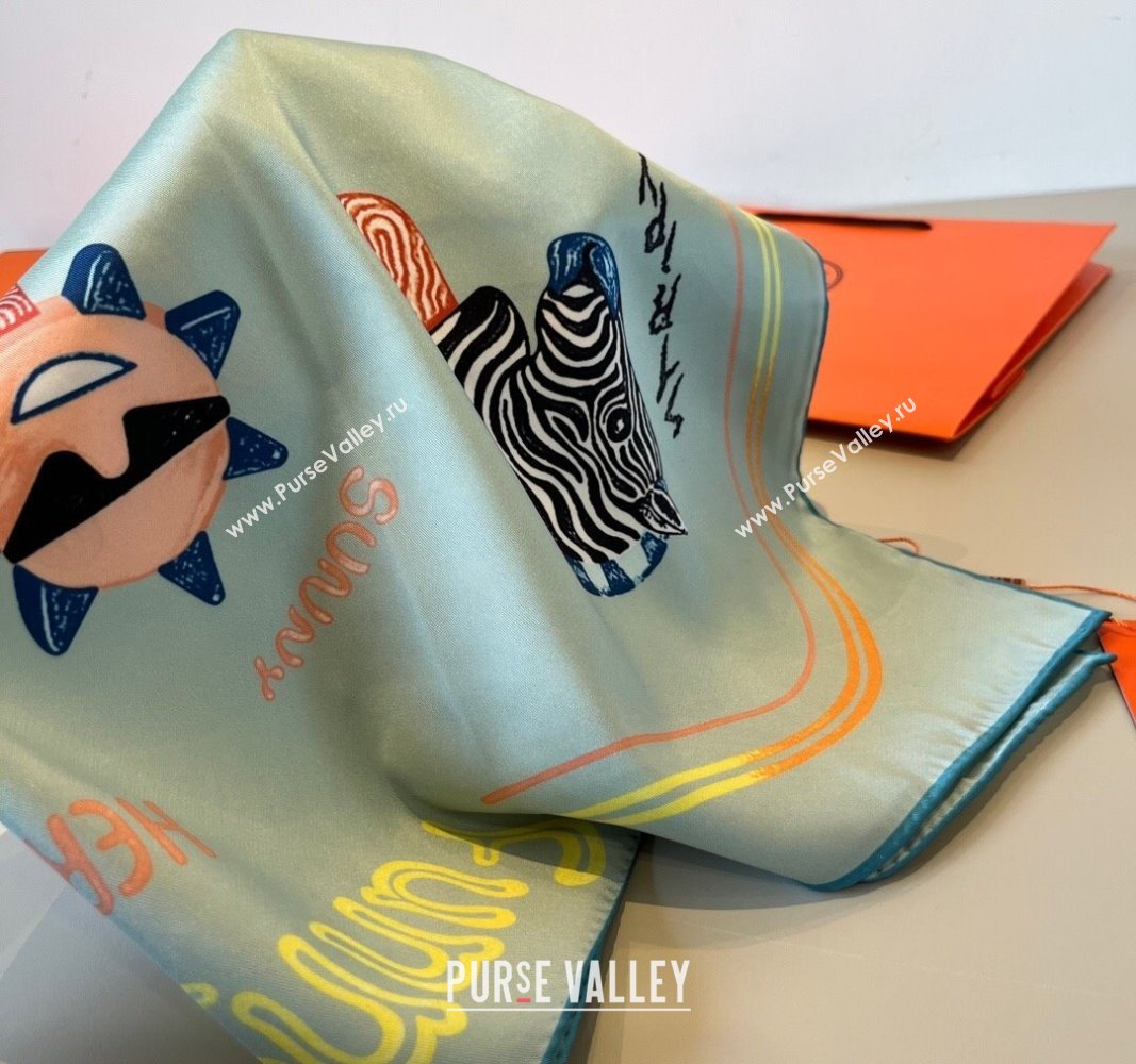 Hermes Funny Ice Cream Silk Square Scarf 90x90cm Grey 2025 (XMN-250514028)