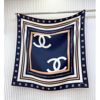 Chanel CC Silk Square Scarf 90x90cm Navy Blue 2025 CH051310 (SHI-250513143)