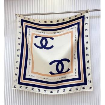 Chanel CC Silk Square Scarf 90x90cm White 2025 CH051310 (SHI-250513144)