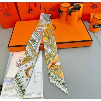 Hermes Precious Silk Twilly Bandeau Scarf 5x86cm Yellow 2025 (SHI-250617069)