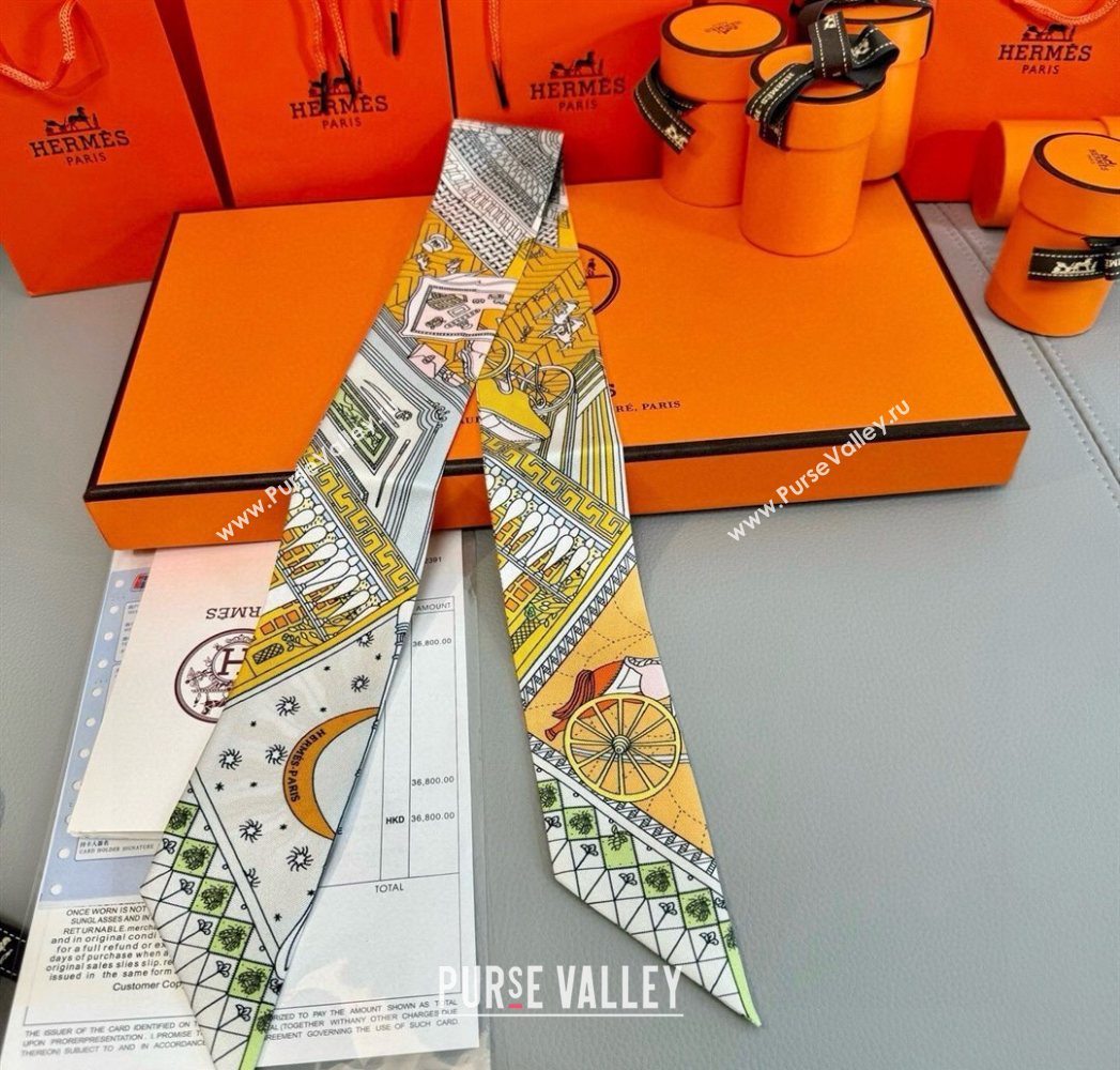 Hermes Precious Silk Twilly Bandeau Scarf 5x86cm Yellow 2025 (SHI-250617069)