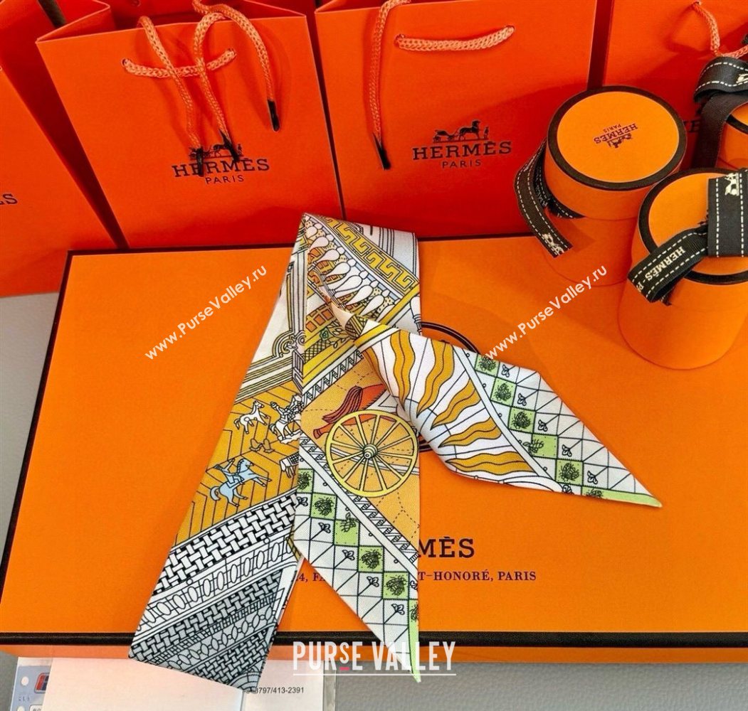 Hermes Precious Silk Twilly Bandeau Scarf 5x86cm Yellow 2025 (SHI-250617069)