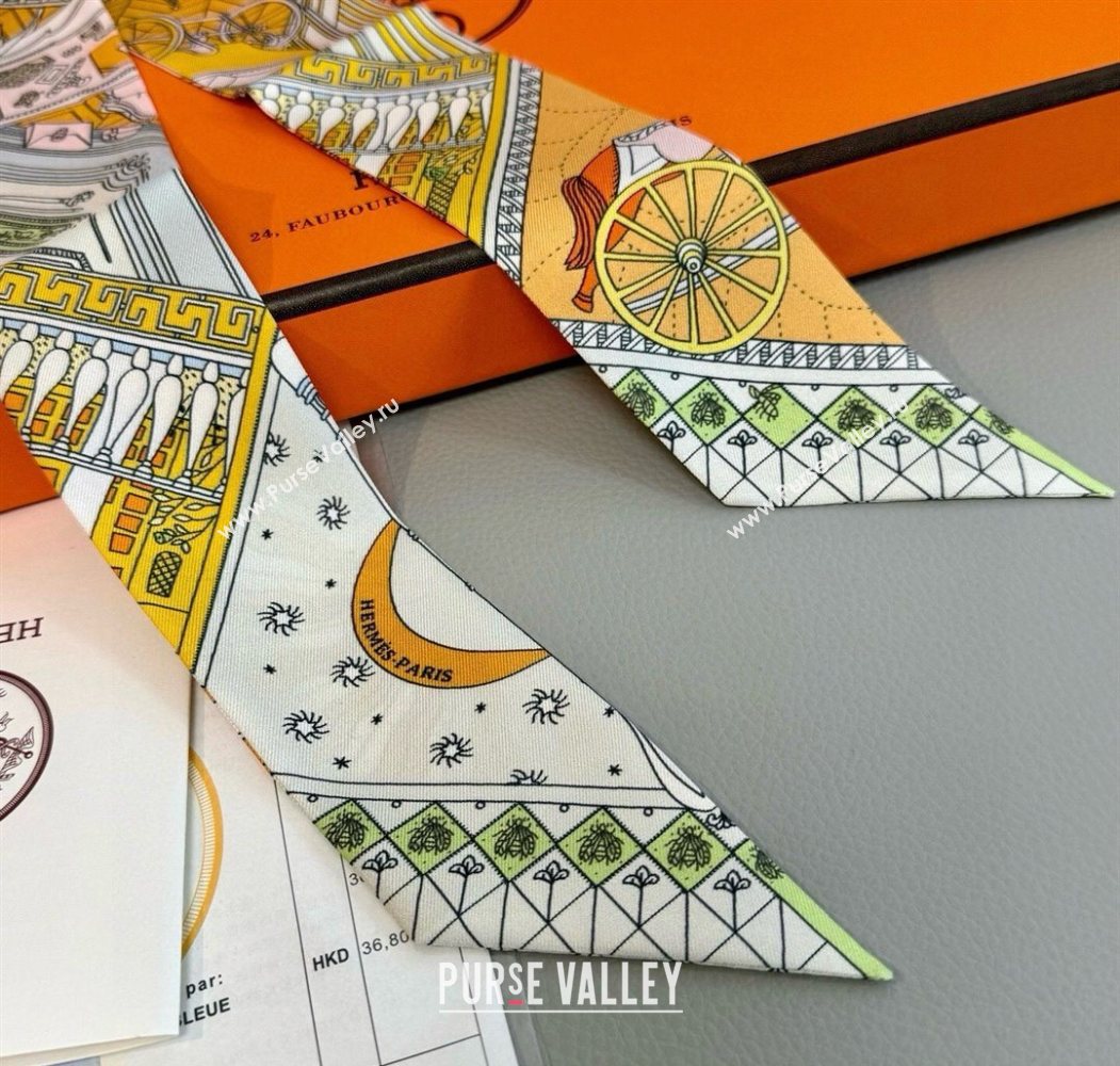 Hermes Precious Silk Twilly Bandeau Scarf 5x86cm Yellow 2025 (SHI-250617069)