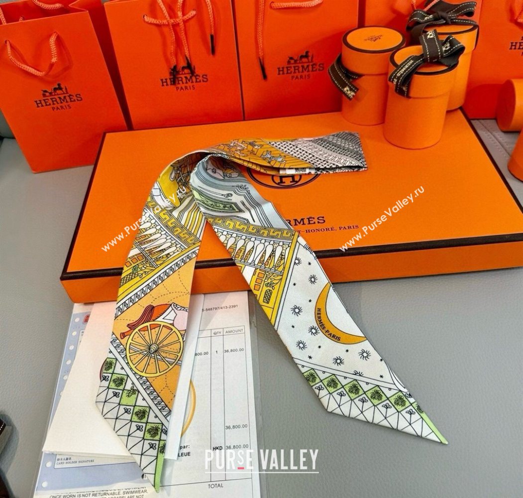 Hermes Precious Silk Twilly Bandeau Scarf 5x86cm Yellow 2025 (SHI-250617069)