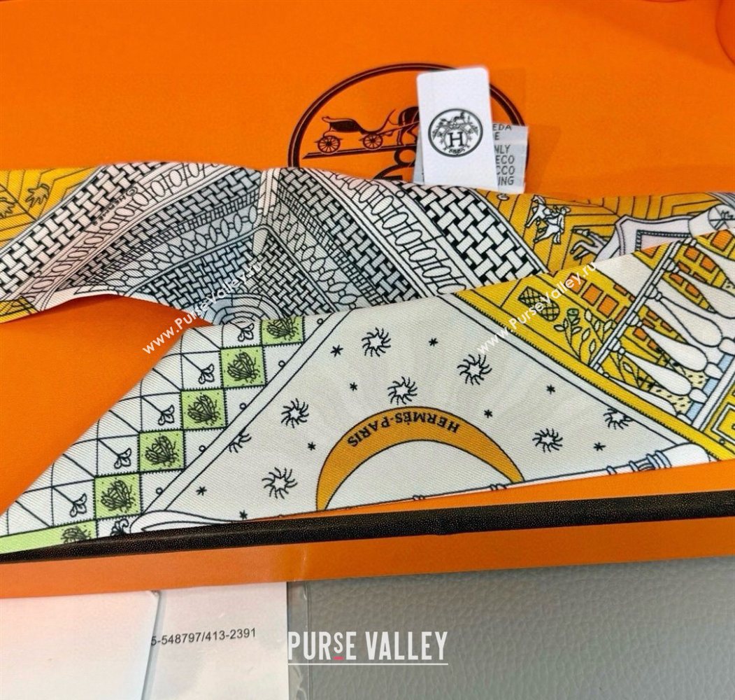 Hermes Precious Silk Twilly Bandeau Scarf 5x86cm Yellow 2025 (SHI-250617069)