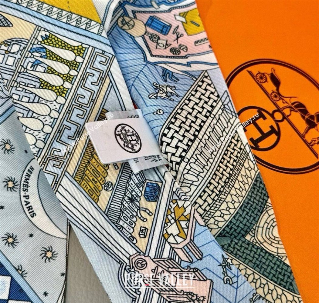 Hermes Precious Silk Twilly Bandeau Scarf 5x86cm Blue 2025 (SHI-250617071)