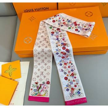 Louis Vuitton LV x TM Silk Bandeau Scarf 8x120cm White/Multicolor 2025 0617 (SHI-250617059)