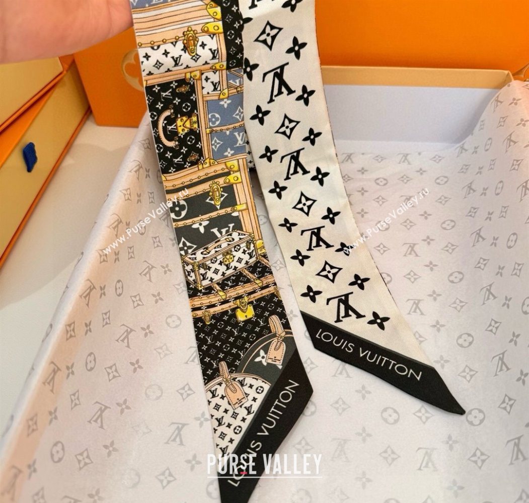 Louis Vuitton Lets Go BB Silk Bandeau Scarf 6x120cm Black 2025 M76442 (SHI-250617061)