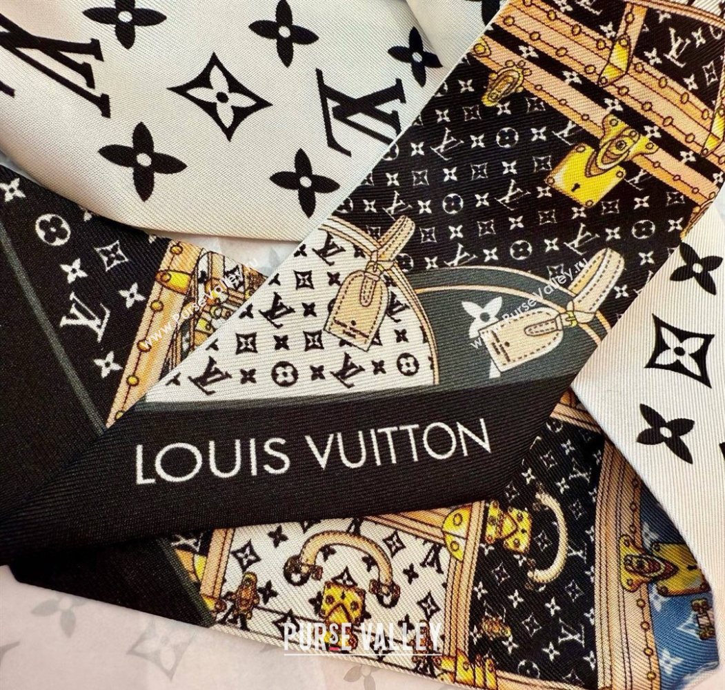 Louis Vuitton Lets Go BB Silk Bandeau Scarf 6x120cm Black 2025 M76442 (SHI-250617061)