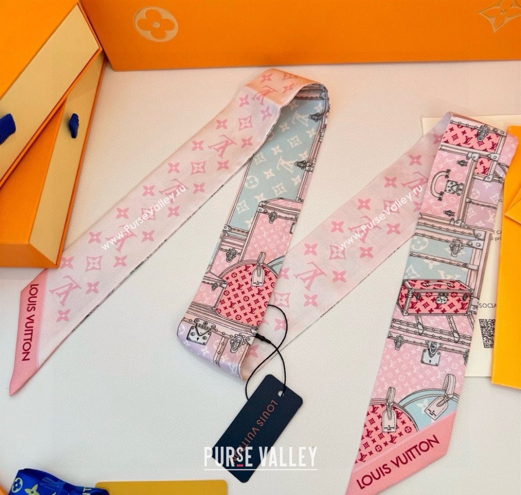 Louis Vuitton Lets Go BB Silk Bandeau Scarf 6x120cm Pink 2025 M76442 (SHI-250617062)