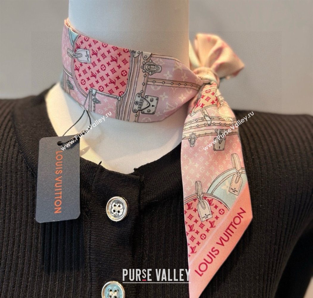 Louis Vuitton Lets Go BB Silk Bandeau Scarf 6x120cm Pink 2025 M76442 (SHI-250617062)