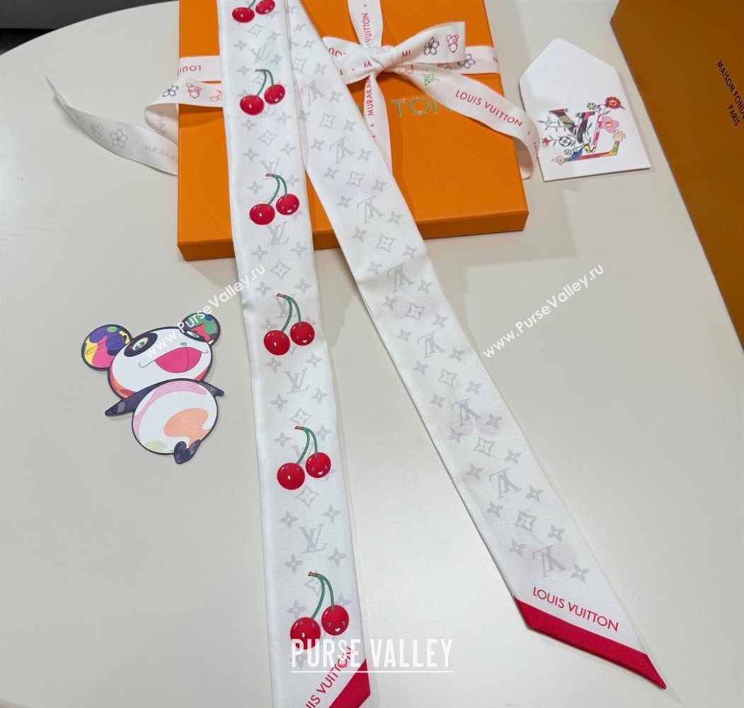 Louis Vuitton LV x TM Cherry Bandeau Scarf 5x120cm White 2025 M96085 (XMN-250617047)