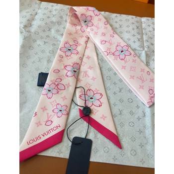 Louis Vuitton LV x TM Cherry Blosoom BB Silk Bandeau Scarf 5x120cm Light Pink 2025 (SHI-250617048)