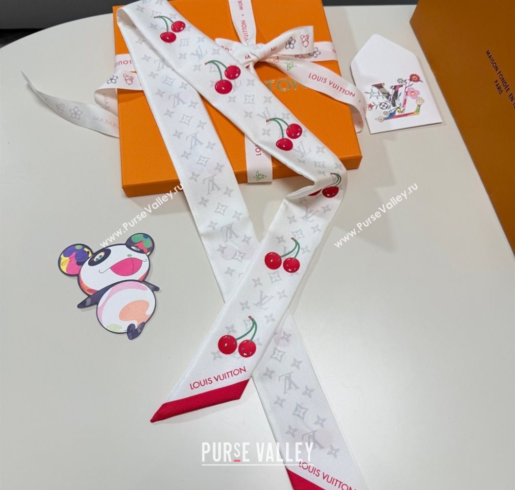 Louis Vuitton LV x TM Cherry Bandeau Scarf 5x120cm White 2025 M96085 (XMN-250617047)