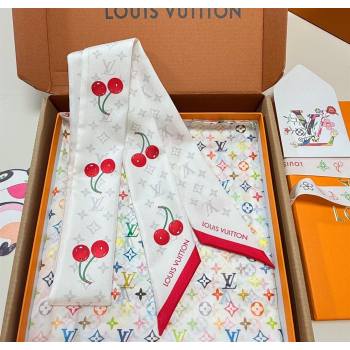 Louis Vuitton LV x TM Cherry Bandeau Scarf 5x120cm White 2025 M96085 (XMN-250617047)
