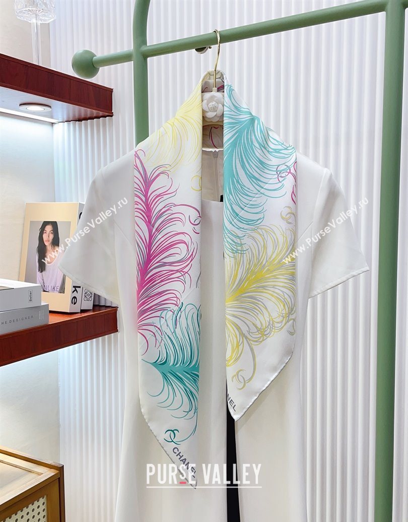Chanel Silk Square Scarf 90x90cm White 2025 AAA934 (SHI-250617075)