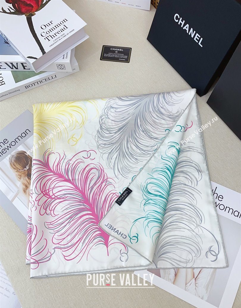 Chanel Silk Square Scarf 90x90cm White 2025 AAA934 (SHI-250617075)