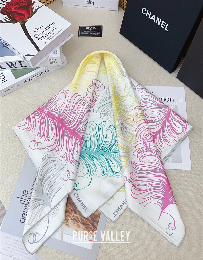 Chanel Silk Square Scarf 90x90cm White 2025 AAA934 (SHI-250617075)