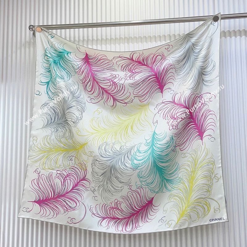 Chanel Silk Square Scarf 90x90cm White 2025 AAA934 (SHI-250617075)