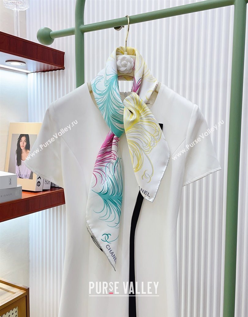 Chanel Silk Square Scarf 90x90cm White 2025 AAA934 (SHI-250617075)