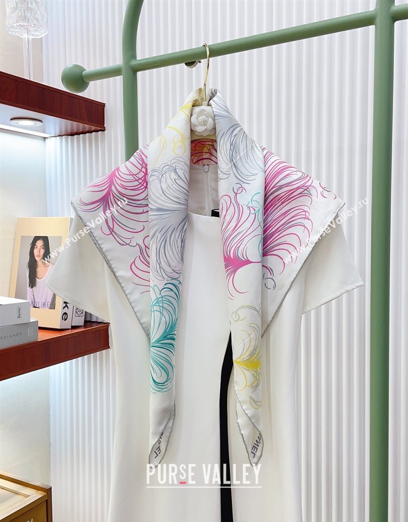 Chanel Silk Square Scarf 90x90cm White 2025 AAA934 (SHI-250617075)