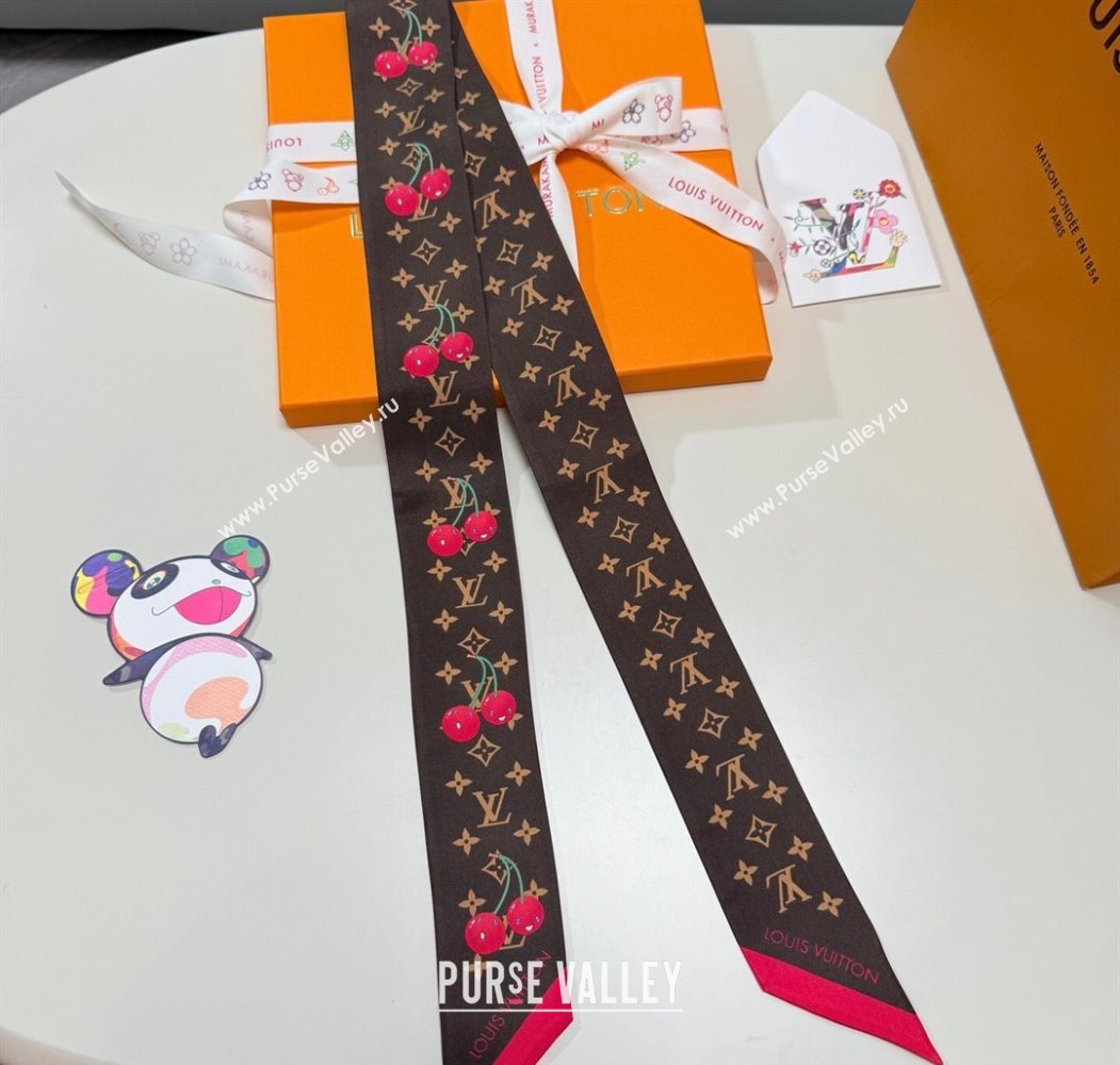 Louis Vuitton LV x TM Cherry Bandeau Scarf 5x120cm Brown 2025 M96085 (XMN-250617045)